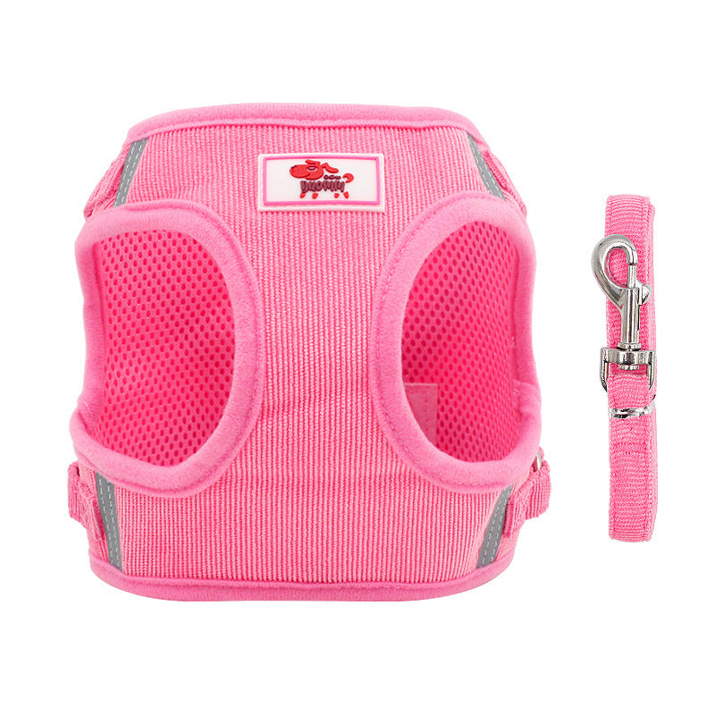 Reflective Dog Vest Harness And Leash Set | High-Visibility Dog Vest - Pink / L - coats