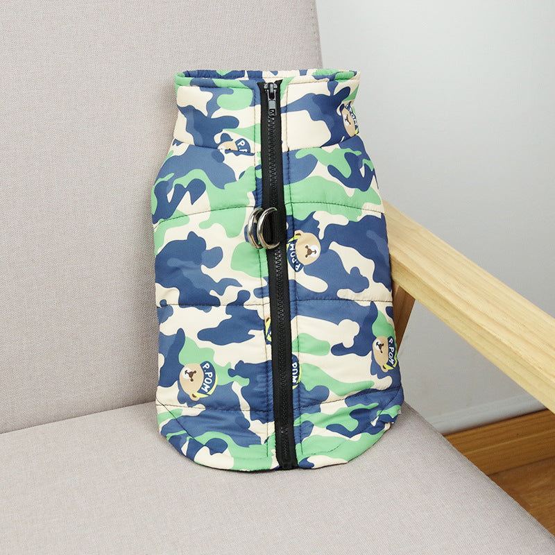 Waterproof Winter Dog Coat | Warm And Casual Dog Cotton Vest - Green camouflage / 3XL - coats