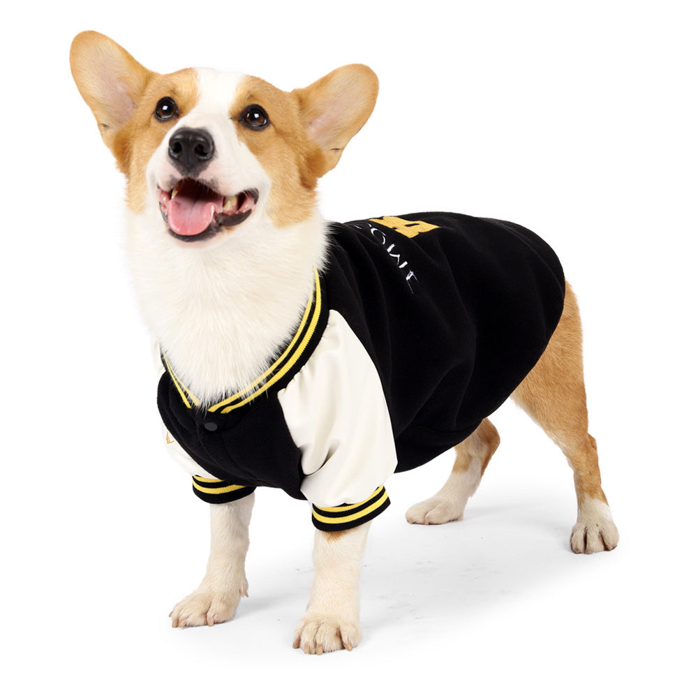 Baseball Style Dog Sweater: Red And Black Polar Fleece for Medium to Large Dogs Black / L Accessories