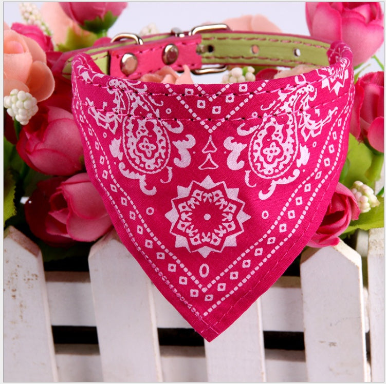 Dog Triangle Scarf: PU And Canvas Dog Bandana Rose Accessories