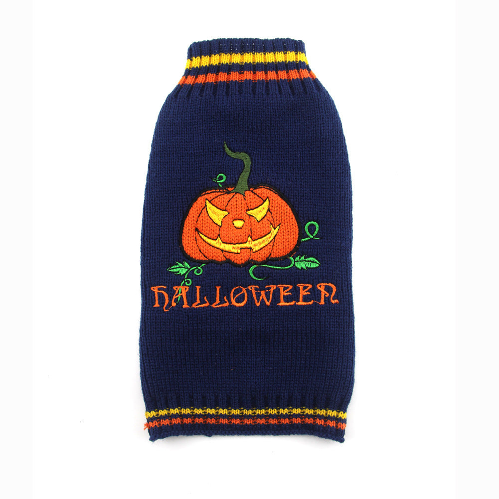 Pumpkin Sweater Dog Clothes: Acrylic Halloween Dog Costume Accessories