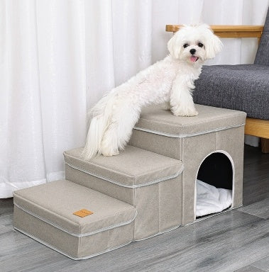 Soft Dog Stairs with Plush Cover | 3 Step Dog And Cat Ladder home