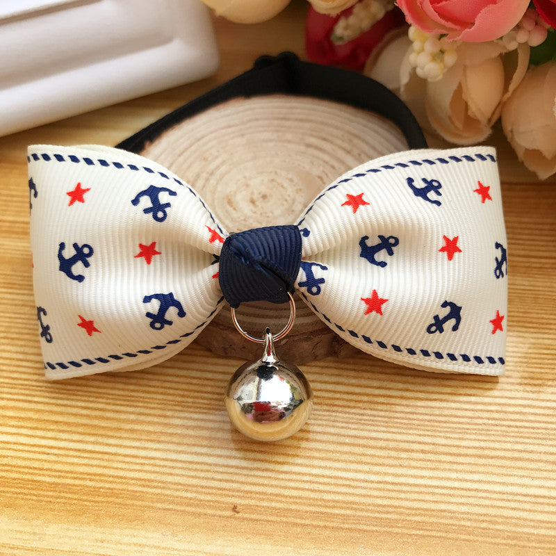 Adjustable Dog Bell Bow Tie Collar | Teddy Dog Polyester Accessory White / 10to25cm bow