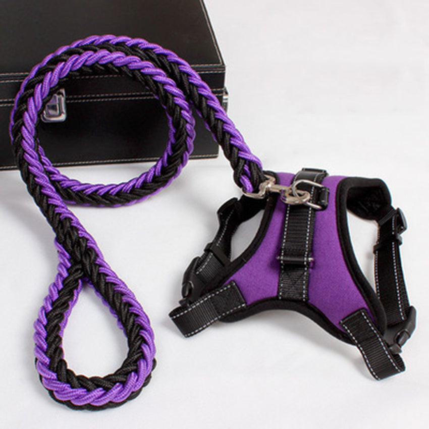 Adjustable Saddle Dog Harness And Leash: Breathable Chest Strap for Dog Walking - Purple / L - Accessories