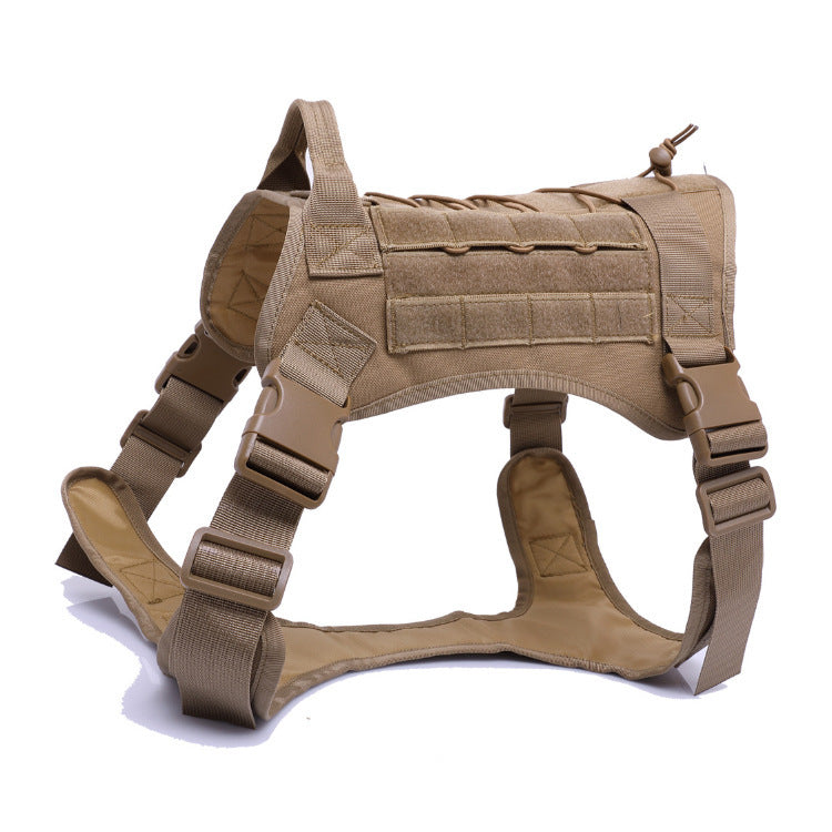 Tactical Dog Harness And Vest | Outdoor Dog Training Gear with Reflective Nylon Brown / L harness