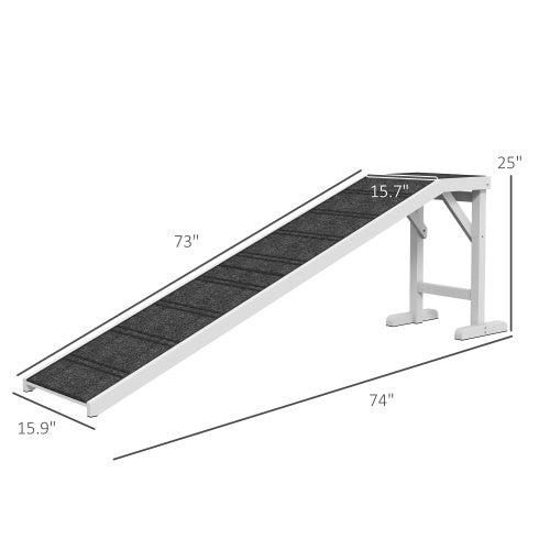 PawHut Wooden Dog Ramp with Non slip Carpet And Top Platform Wooden ramps home