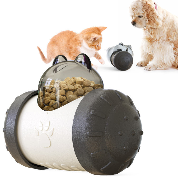 Interactive Treat Dispensing Dog Toy | Squeaky Wheel Feeder for Dogs Black home