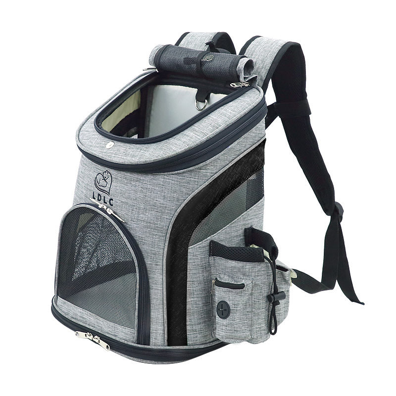 Ventilated Dog Backpack Carrier | Hands-Free Travel Bag for Small Dogs - Grey M - Dog Travel Essential