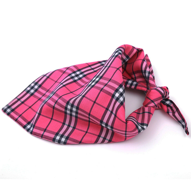 Dog Jewelry Scarf: Double Cotton Triangle Bandana for Dogs Pink Lattice / M Accessories