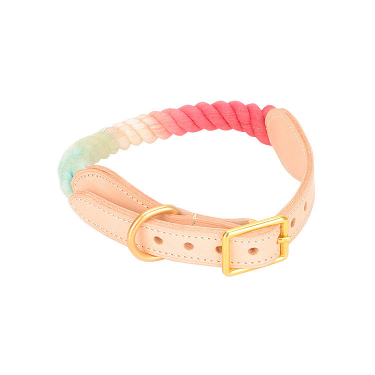 Adjustable Gradient Leather And Cotton Dog Collar | Comfortable Collar for Dogs Light blue berry / L Accessories