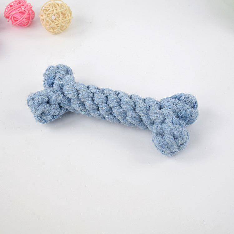 Durable Cotton Rope Bone Dog Toy Bite Resistant for Dog Play Blue Accessories