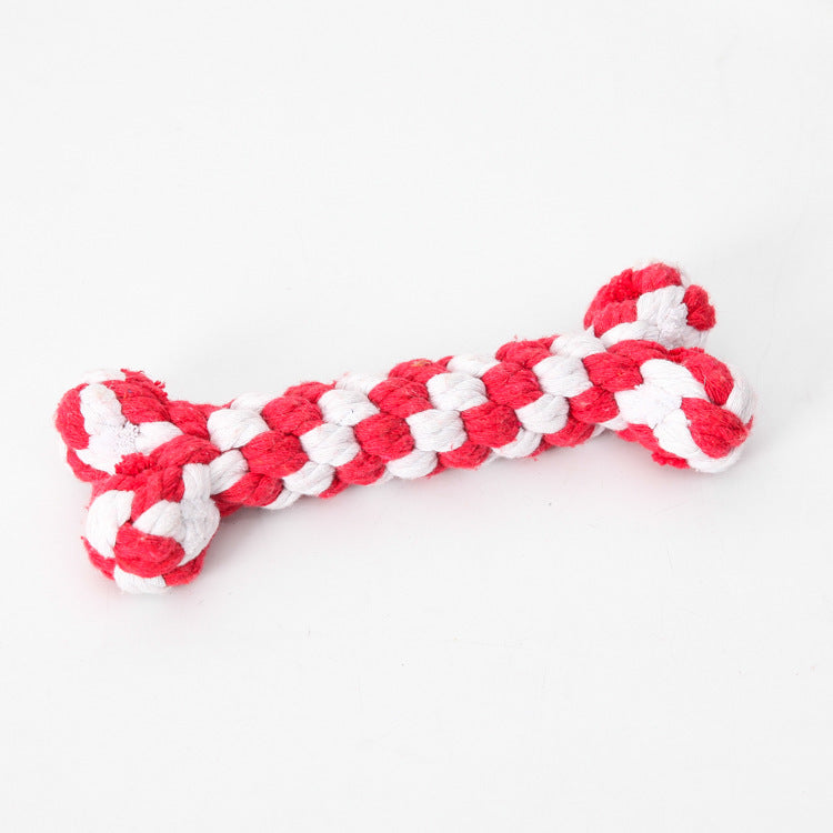 Durable Cotton Rope Bone Dog Toy Bite Resistant for Dog Play Red Accessories