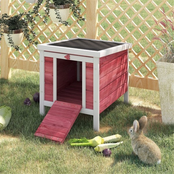 Solid Fir Wood Dog House | Outdoor Dog Kennel with Waterproof Roof Red house