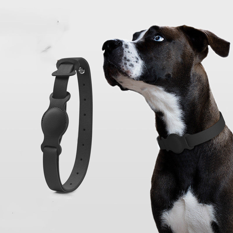 Adjustable Leather AirTag Dog Collar | Protective Anti-Loss Dog Collar With GPS - collar