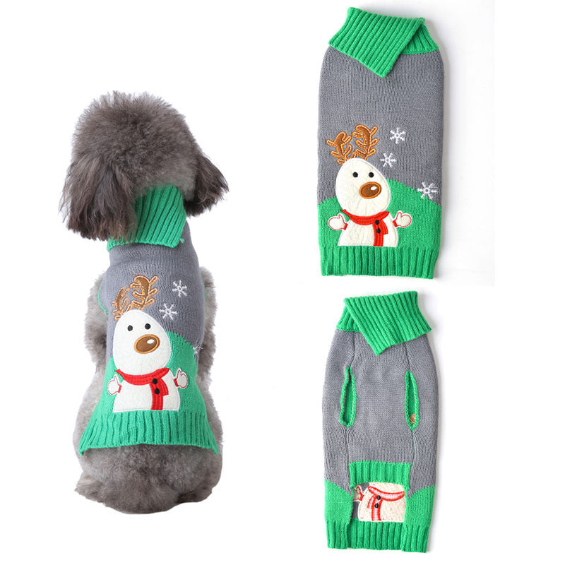 Christmas Pompom Dog Sweater European and American Style Pet Dog Apparel christmas