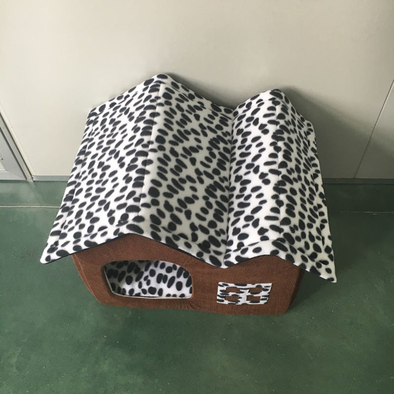 Winter Dog House with Double Roof | Cozy Foldable Dog Kennel Coffee house