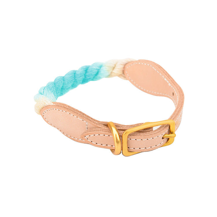 Adjustable Gradient Leather And Cotton Dog Collar | Comfortable Collar for Dogs Water blue / L Accessories