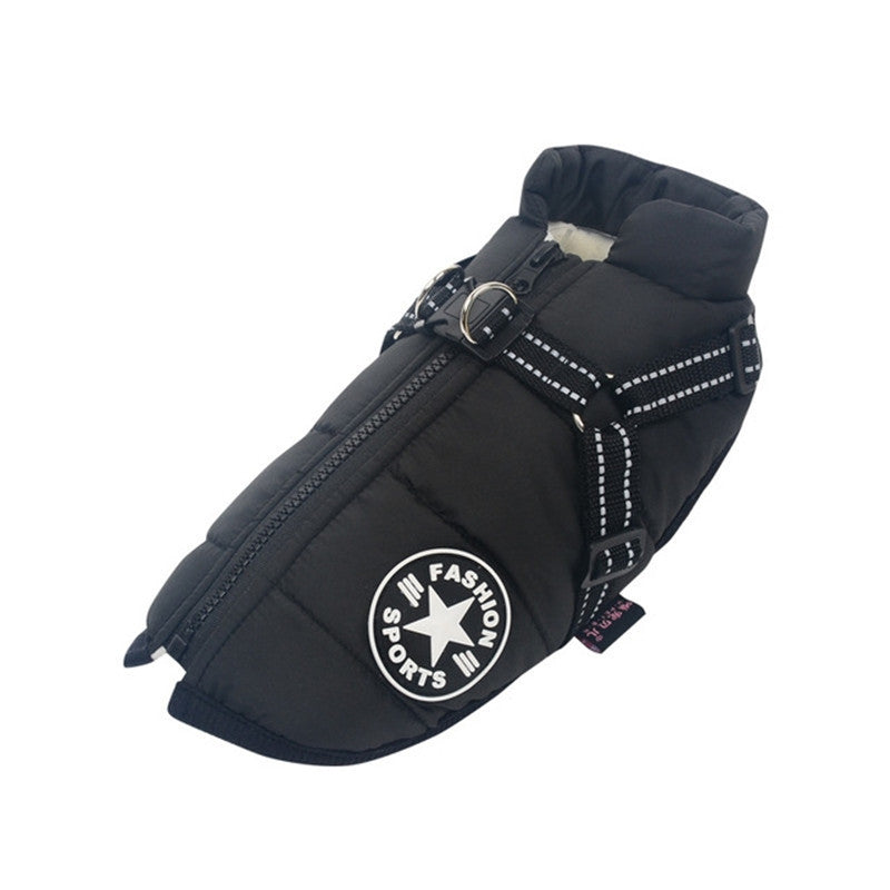 Waterproof Winter Dog Coat with Built-in Harness | Warm Reflective Coat - Black / 3XL - coats