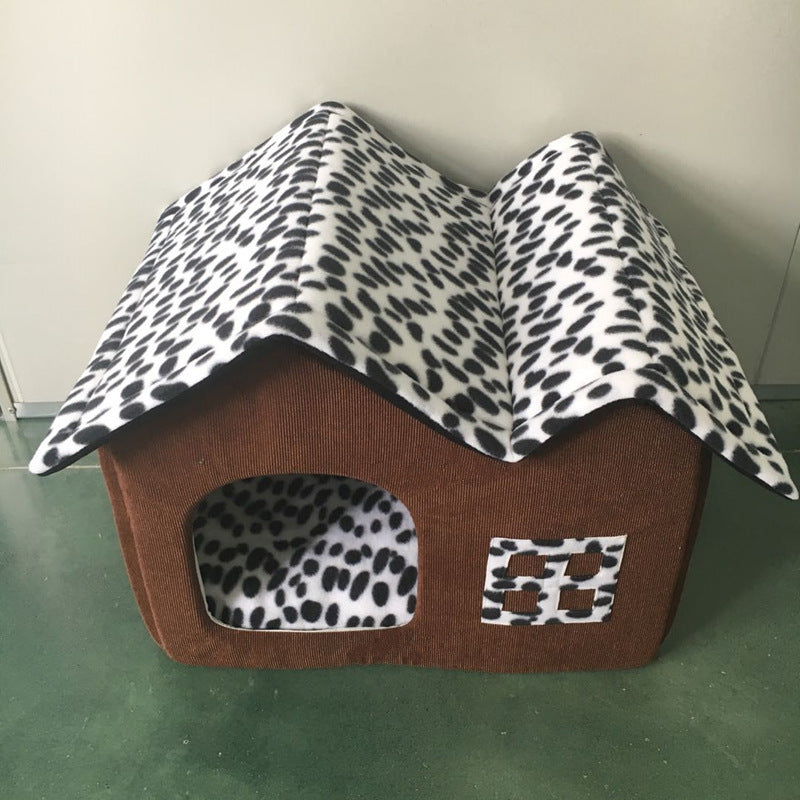 Winter Dog House with Double Roof | Cozy Foldable Dog Kennel Coffee house