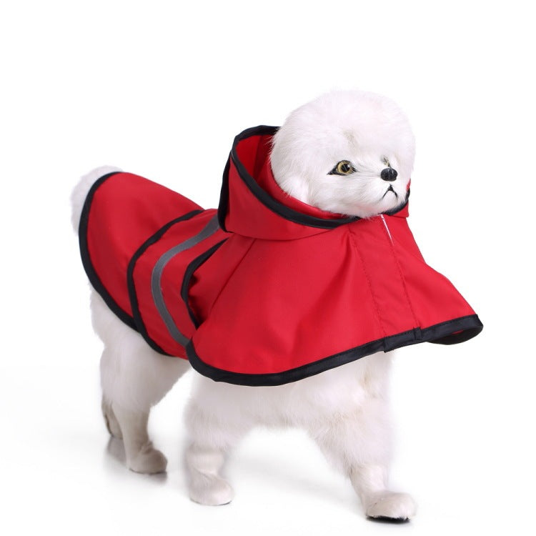 Dog Raincoat Poncho: Waterproof Polyester Dog Jacket with Hood - Red / 3XL - Accessories
