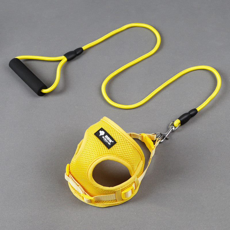 Adjustable Mesh Dog Harness And Leash Set with Foam Handle - Yellow / Large - Accessories