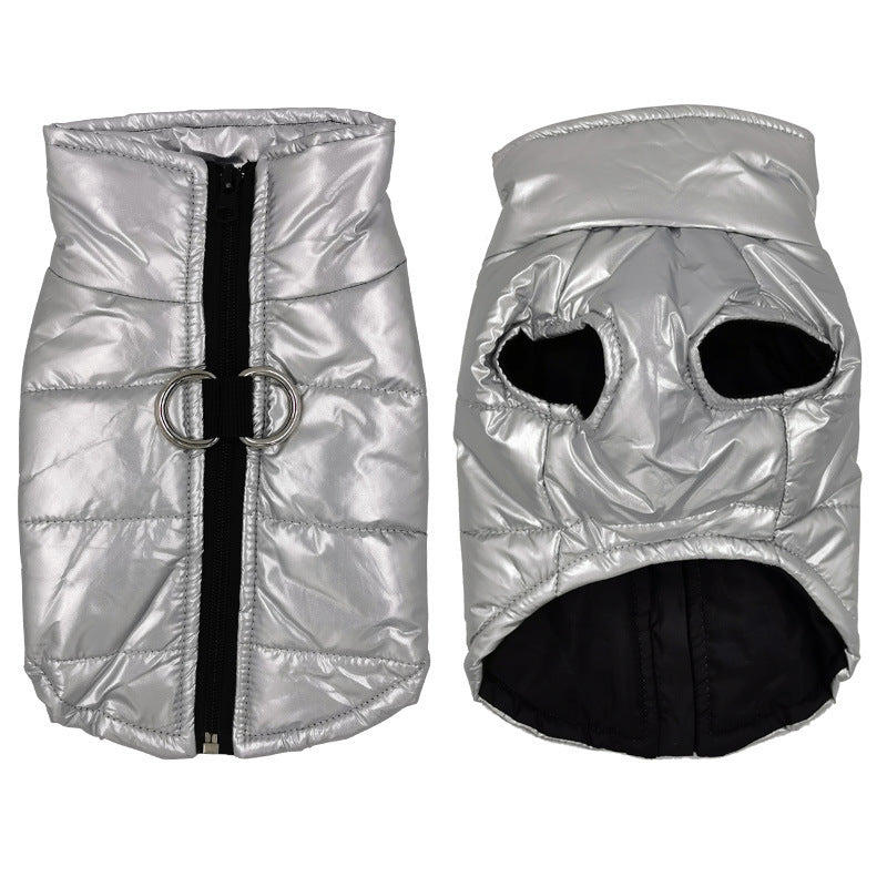 Waterproof Dog Puffer Coat And Vest | Warm Cotton Dog Coat - Bright silver / 3XL - coats