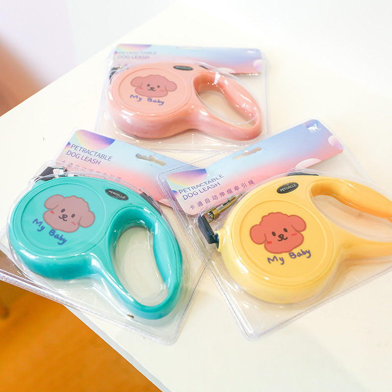 Cartoon Retractable Dog Leash 5m Long Dog Traction Belt Accessories
