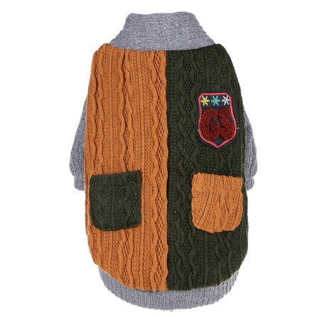 Two Toned Knitted Dog Sweater | Warm Cotton Dog Pullover Green / L Accessories