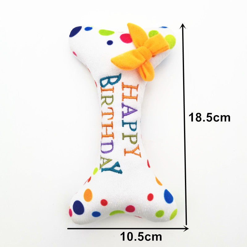 Cute Dog Birthday Cake Plush Toy Dog Birthday Accessories Plush bones birthday