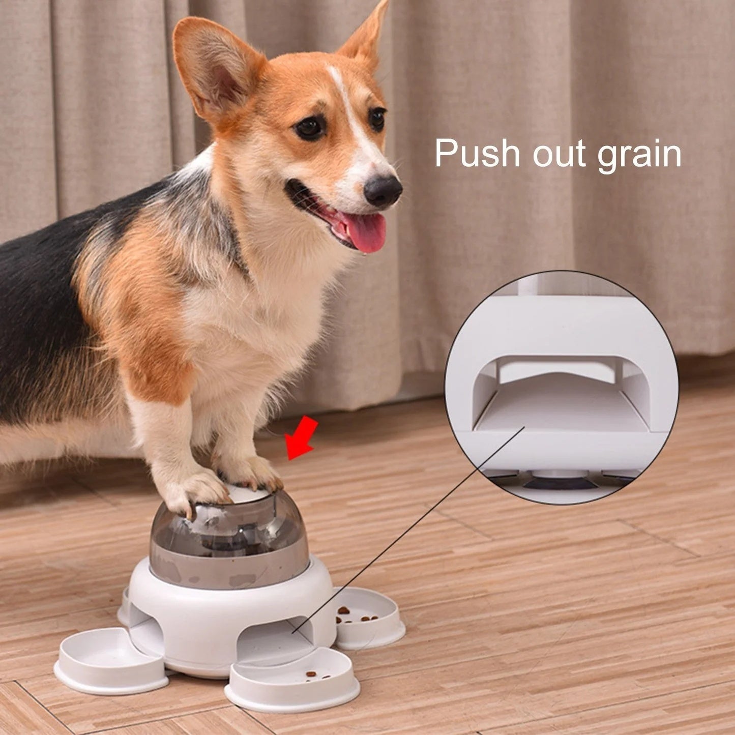 Interactive Dog Food Puzzle Dispenser | Automatic Slow Feeder Toy for Dogs White / Including Plate food