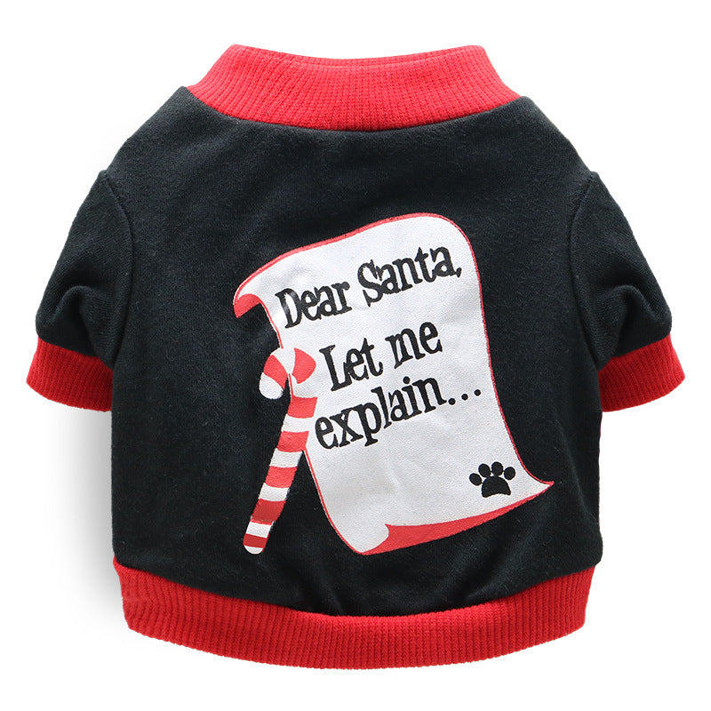 Casual Christmas Pet Dog T shirt Cotton Holiday Dog Apparel 1 style / L christmas