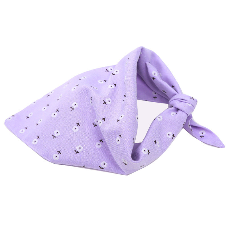 Dog Jewelry Scarf: Double Cotton Triangle Bandana for Dogs Purple flower / M Accessories