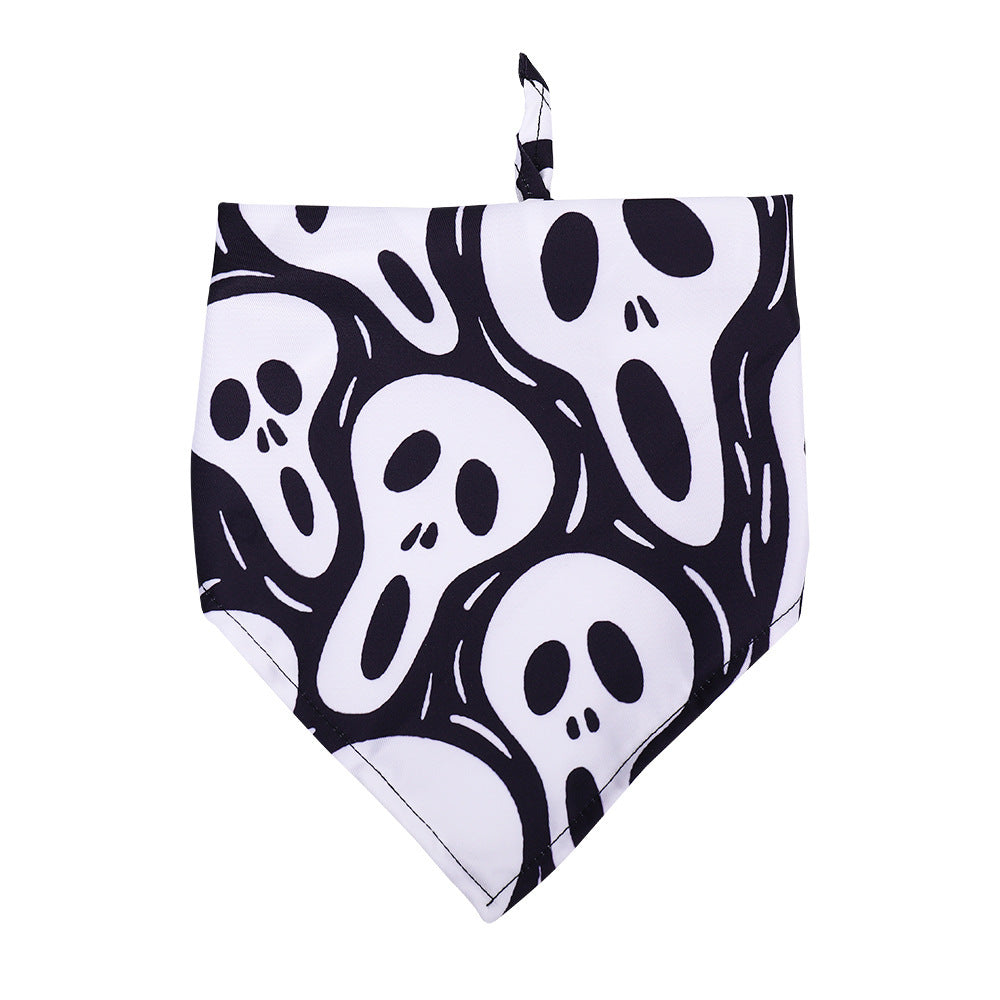 Halloween Dog Slobber Scarf: Polyester Skull Print Dog Halloween Bandana 3 Style / M Accessories