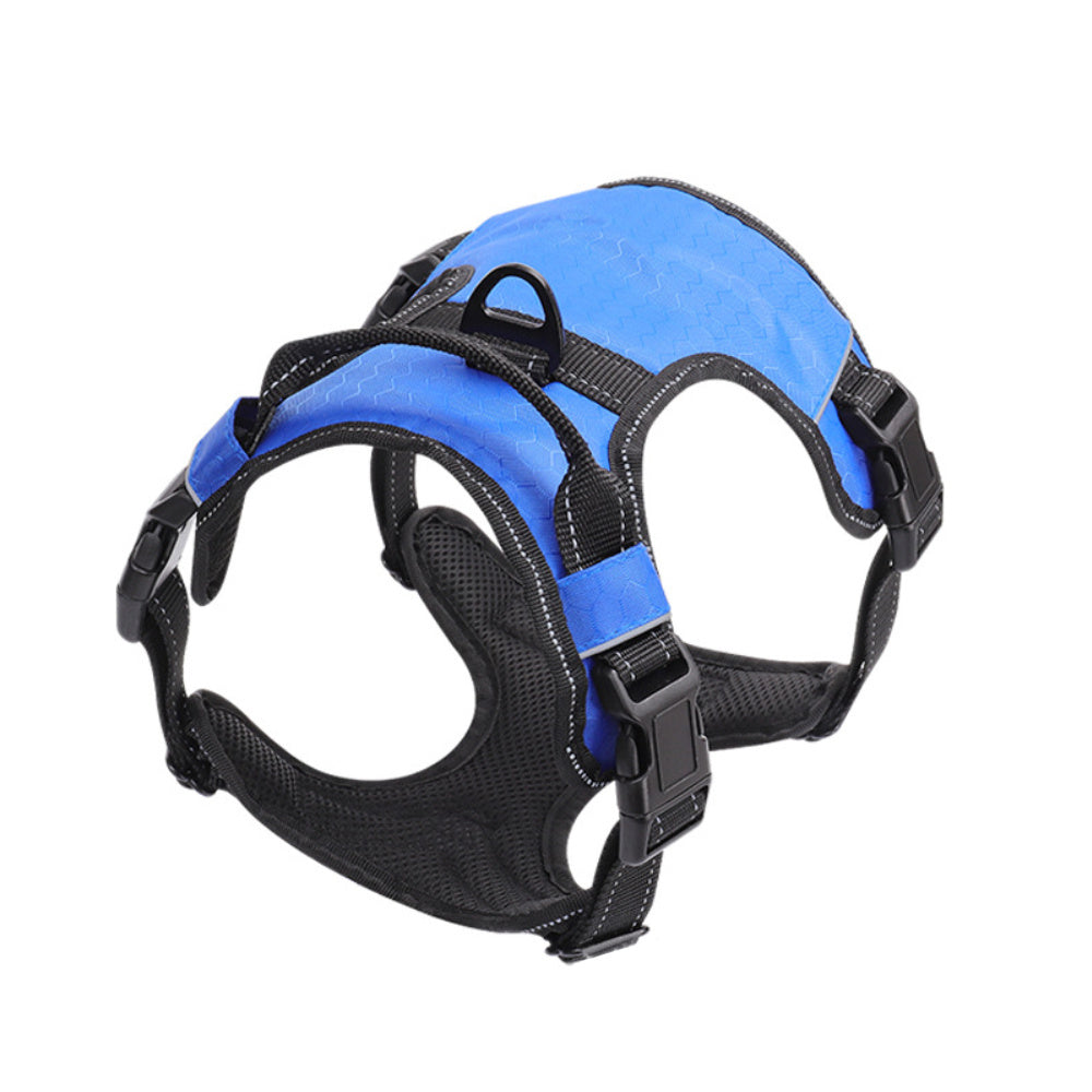 Adjustable Reflective Dog Harness Vest | Nylon No-Pull Chest Strap - Blue / L - harness