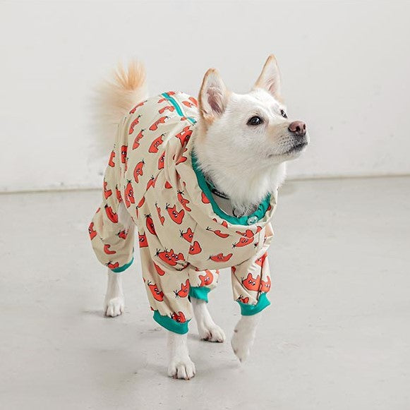 Cartoon Dog Raincoat: Four-Legged Waterproof Hooded Dog Jacket - Accessories