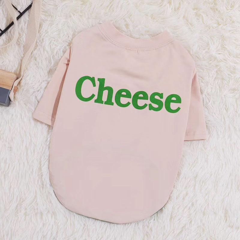 “Cheese” And “Peanut Butter” Dog Sweater: Fun Letter T Shirt for Dogs Pink / FB Accessories