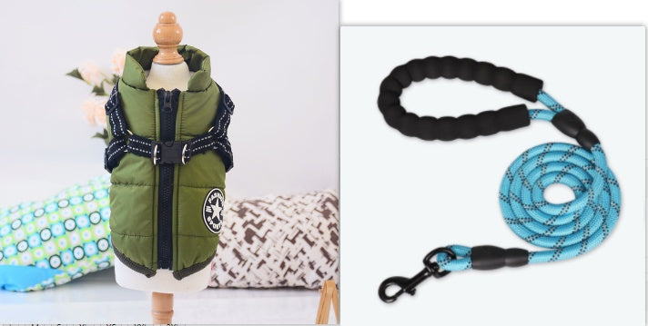 Waterproof Winter Dog Coat with Built-in Harness | Warm Dog Jacket For Winter - Army Green / 2XL - Coats & Dog Vests