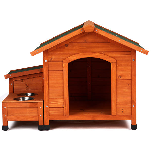 Wooden Dog House with Asphalt Roof | Outdoor And Indoor Dog Kennel Golden red beds