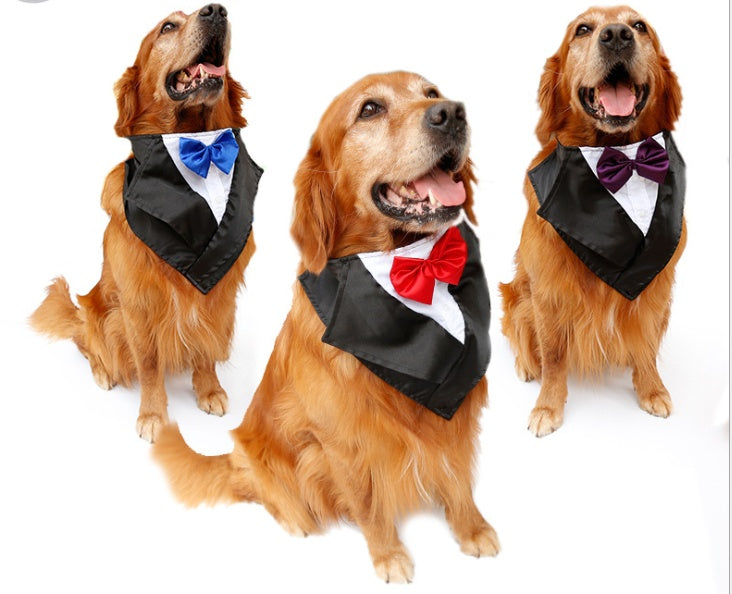 Wedding Tuxedo Dog Scarf: Adjustable Triangle Bandana for Large Dogs Accessories