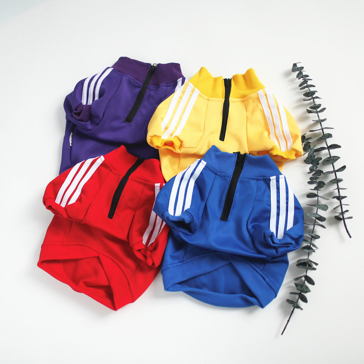 Three Stripe Dog Sweater: European Style Quarter Zip Dog Pullover Accessories