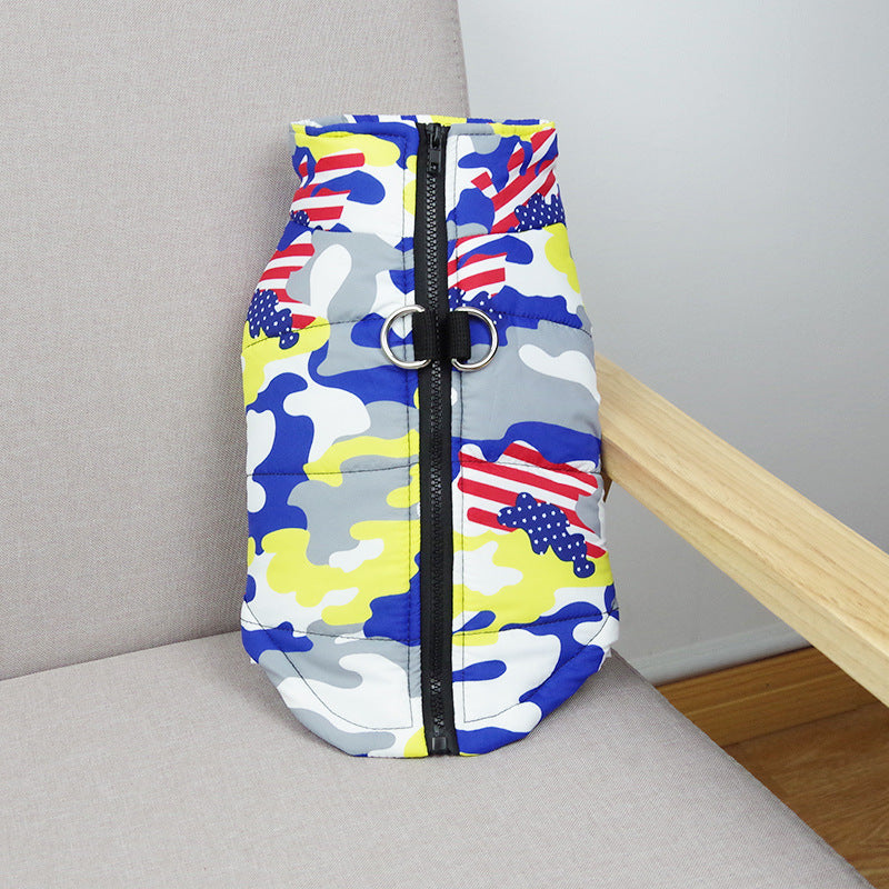 Waterproof Winter Dog Coat | Warm And Casual Dog Cotton Vest - Yellow camouflage / 3XL - coats