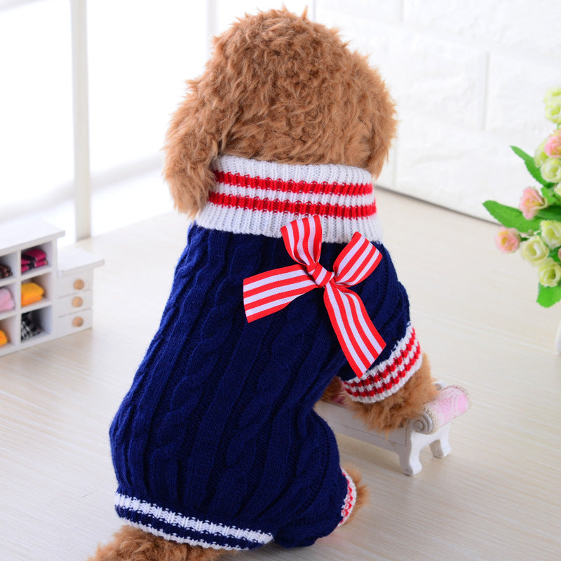Warm Wool Knitted Dog Sweater | Four Legged Casual Dog Jumper Blue / Navy / L Accessories
