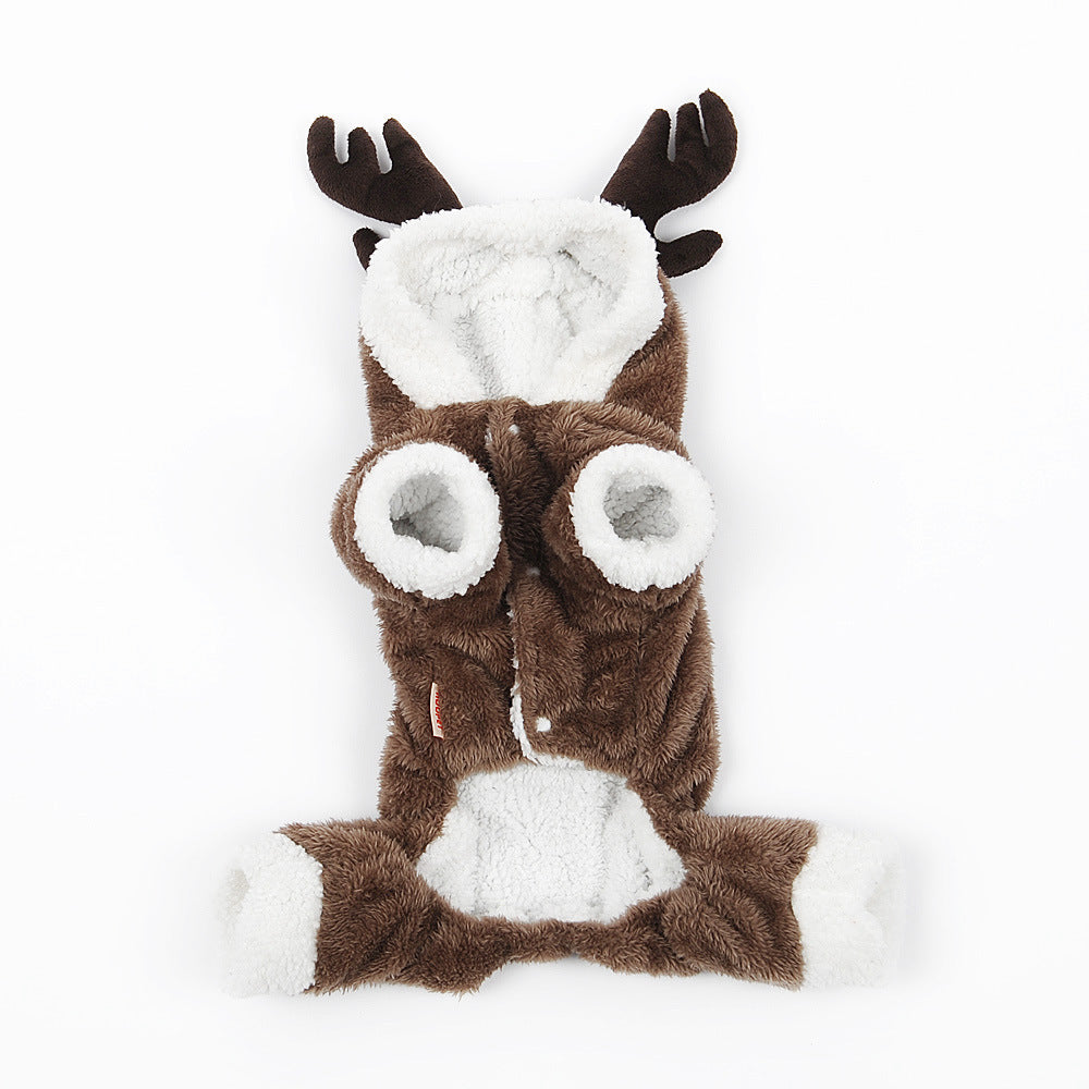 Fun Elk Christmas Dog Clothes Coral Fleece Dog Apparel christmas