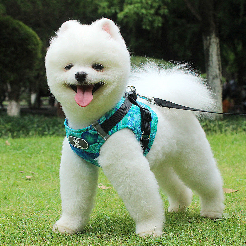 Ocean Print Dog Harness Dog Leash Set | No-Pull Dog Vest for Comfort - coats