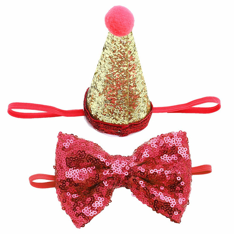 Sequin Solid Color PU Dog Bow Tie | Puppy And Small Dog Accessory Red bow