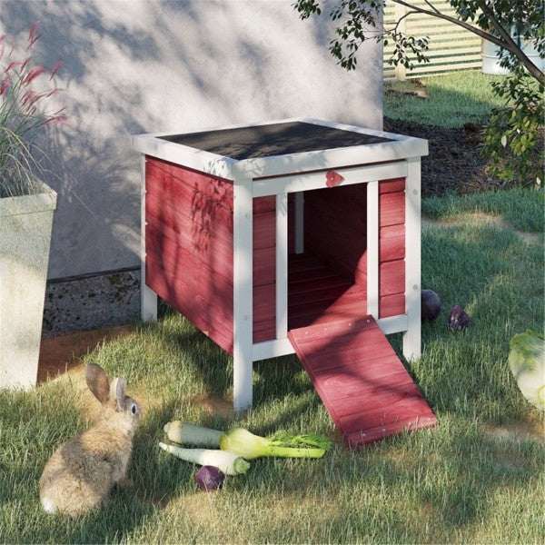 Solid Fir Wood Dog House | Outdoor Dog Kennel with Waterproof Roof Red house