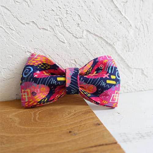 Graffiti Dog Bow Tie | Polyester Dog Collar Accessory Photo Color / L bow