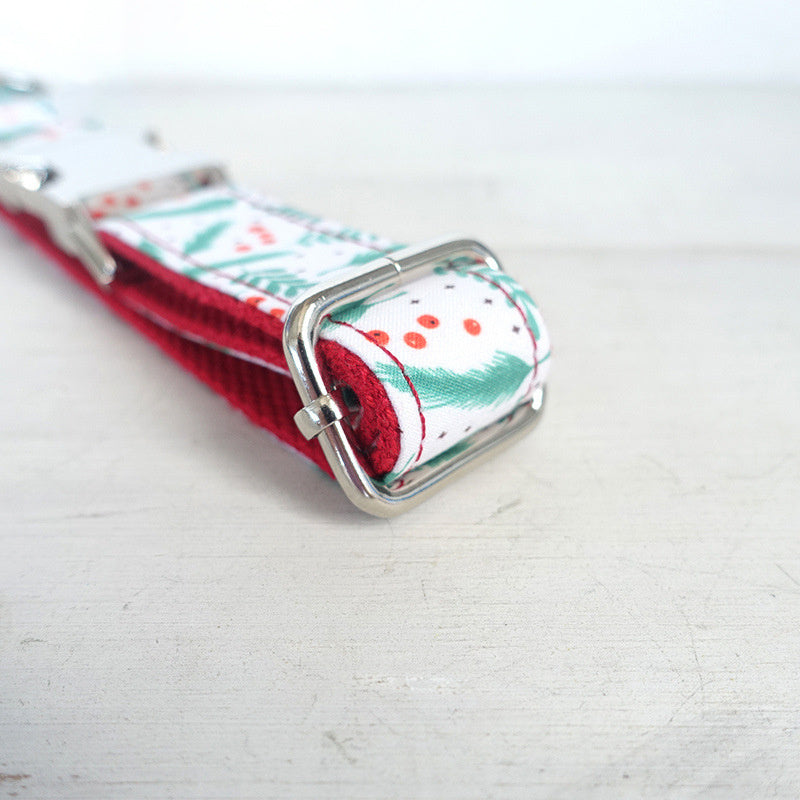 Christmas Leaf Dog Collar Adjustable Polyester Dog Accessory christmas