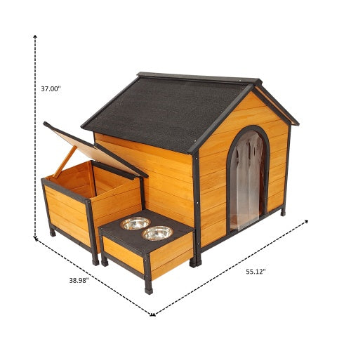 Luxury Solid Wood Dog House | Multi Dog Kennel with Built in Bowls And Storage Solid wood kennels house
