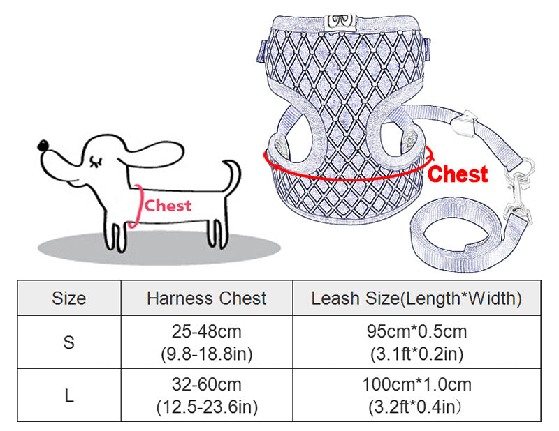 Adjustable Mesh Dog Harness And Leash Set: Padded And Breathable Dog Vest - Accessories